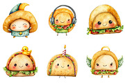 Kawaii Taco Clipart Bundle, an Illustration by Pixels.Craft (Thumbnail 3 of 7)