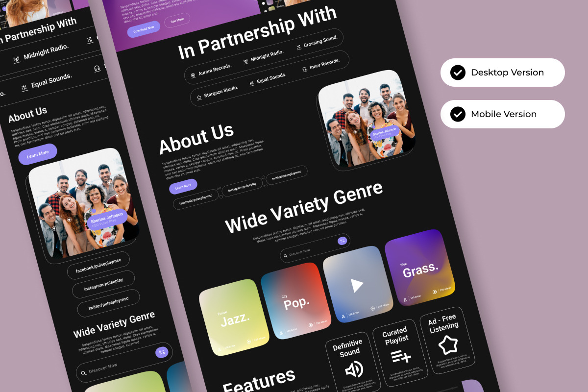 Pulse Play - Music Streaming Landing, a Landing Page Template by twinstd (Photo 2 of 5)