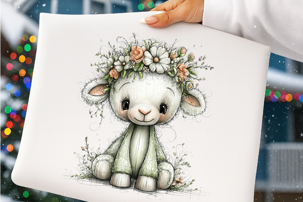 Whimsical spring lamb clipart, an Illustration by SinaCreation (Photo 6 of 11)