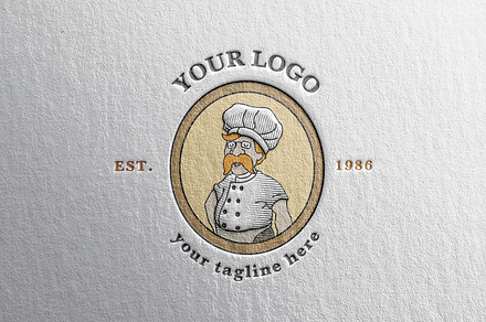 Chef portrait logo. Retro stile
