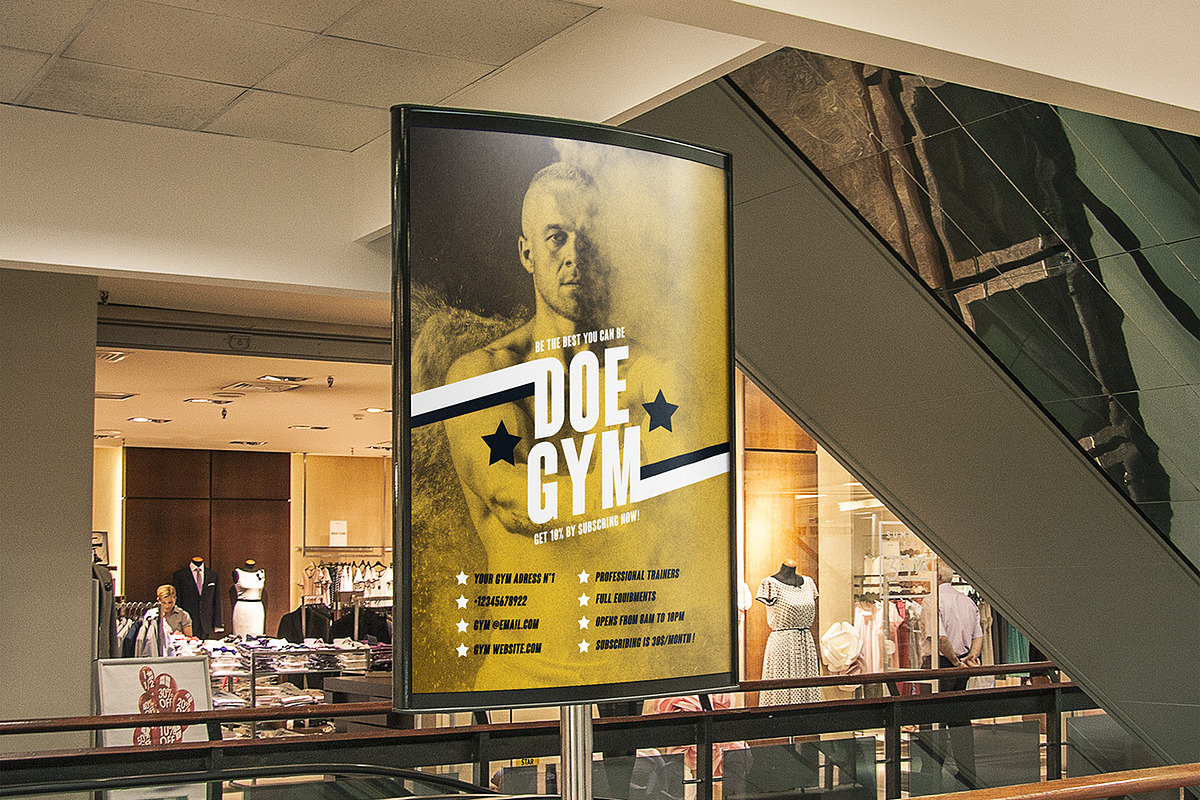 Vintage Gym poster design template, a Flyer Template by AYZGRAPHICS (Photo 2 of 3)