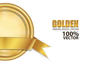 Golden Ribbons, Badges,Origami Set 