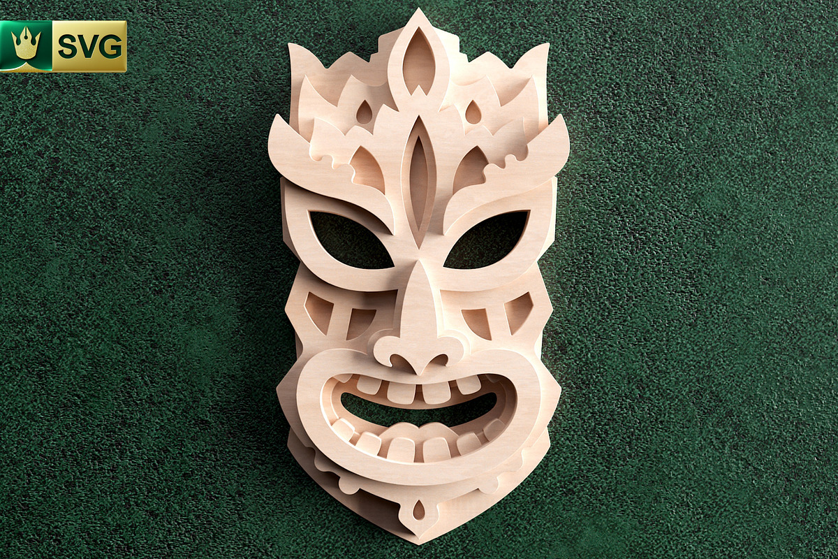 Tribal Mask V6 3D Layered | SVG Cut, an Object Graphic by pixaroma (Photo 10 of 10)