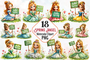 Hello Spring Angel Sublimation Png, an Illustration by RobertsArt