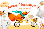 Watercolor fox rabbit autumn clipart, an Object Graphic by NataLyaroArt (Thumbnail 1 of 14)