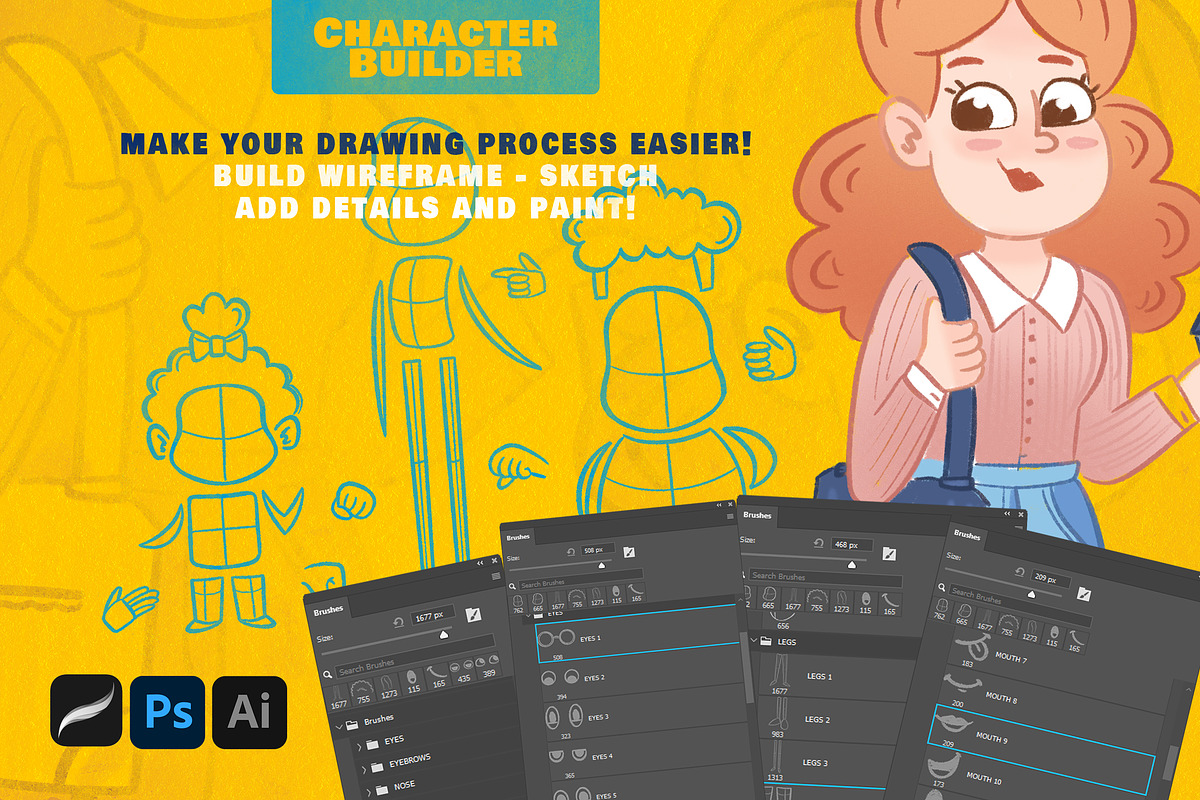 Character Builder - Drawing Toolkit, a Brush Add-On by Leonard Posavec (Photo 5 of 9)