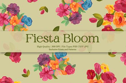 Fiesta Bloom Prints & Patterns, a Pattern Graphic by GND ART STUDIO