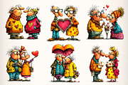 Quirky Valentine Elderly Couple Clip, an Illustration by Dream Creation (Thumbnail 3 of 6)
