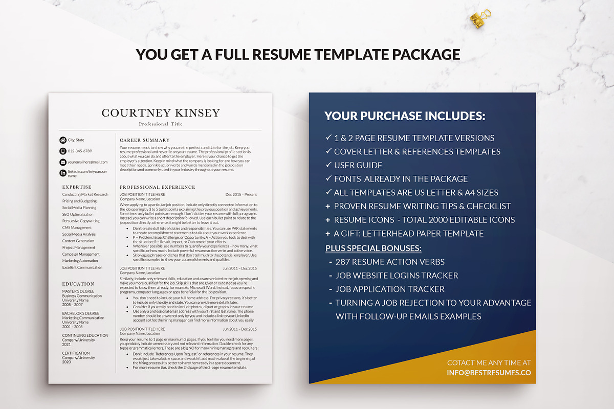 2 Page Resume Template / CV Word, a Resume Template by BestResumes.Co (Photo 9 of 9)