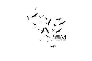 Silhouette of a flock of cranes, an Animal Illustration by Nenahliadava Design