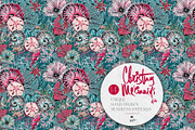 Christmas Mermaids Seamless Patterns, a Pattern Graphic by KaramfilaS (Thumbnail 12 of 19)