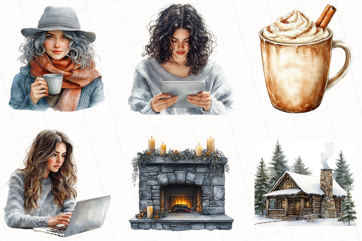 Foggy Winter Cottage Clipart, an Illustration by OK Design (Photo 3 of 5)