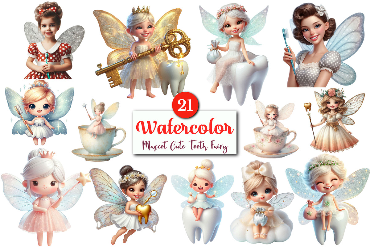 Mascot Cute Tooth Fairy Clipart, a Graphic by CitraGraphics (Photo 1 of 4)
