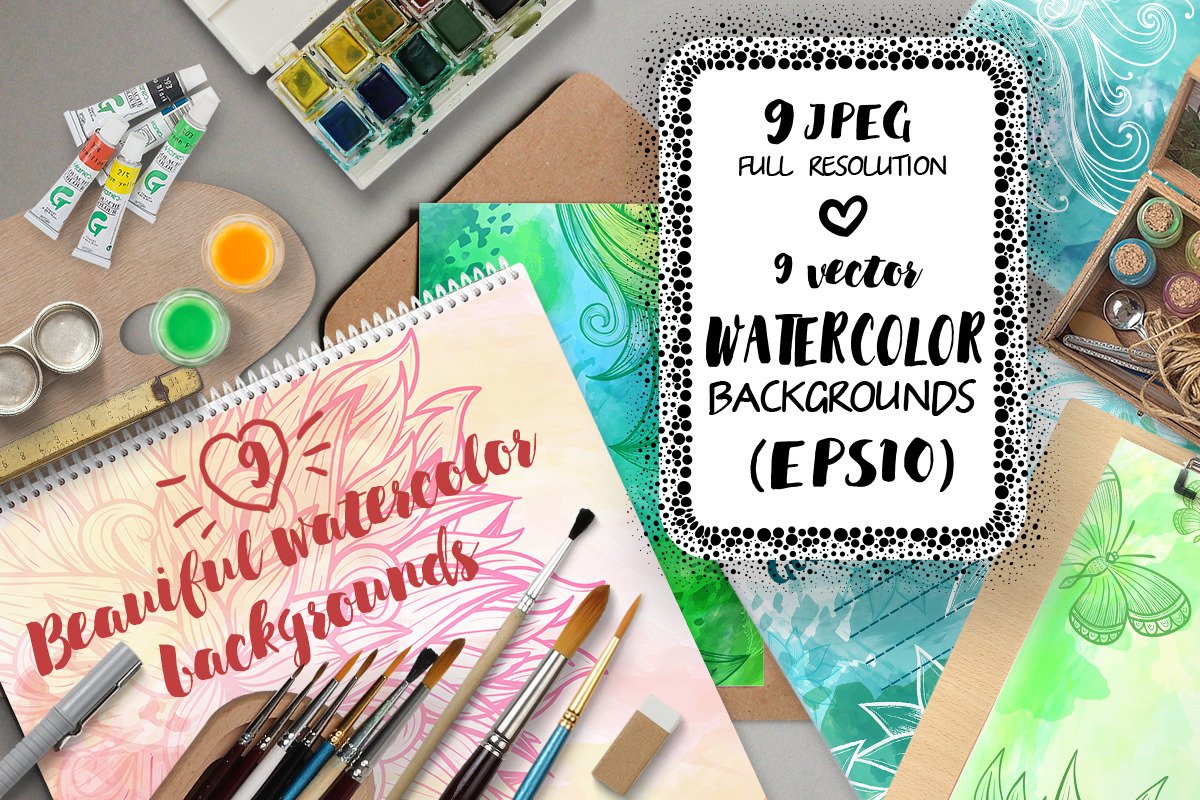 9 Watercolor backgrounds, a Texture Graphic by shik-shik (Photo 1 of 4)