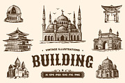 Vintage Building Illustration Set, a Decorative Illustration by Creative Stall (Thumbnail 1 of 10)