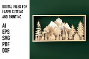 mountains and forest laser cut files, an Object Graphic by HelloWood (Thumbnail 1 of 4)