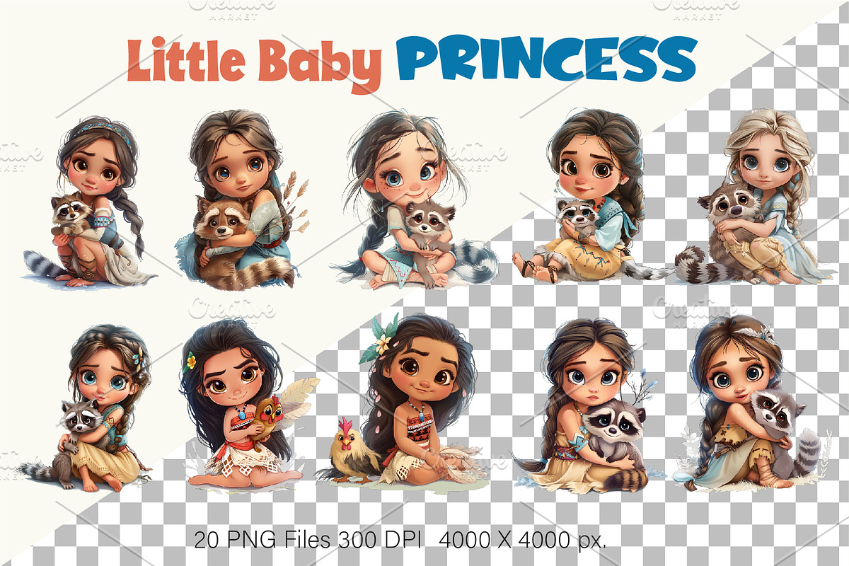 Cartoon Baby Princess.TShirt Sticker, an Animal Illustration by KENO Mascots (Photo 3 of 11)