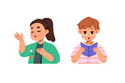 Happy kids singing songs set, a Person Illustration by PaperTrident (Thumbnail 9 of 11)