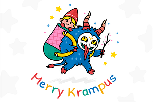 Merry Krampus Christmas Illustration
