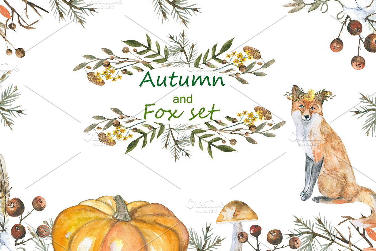 Autumn and foxes animals set, an Object Graphic by JuliaFast (Photo 1 of 7)