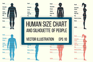 Human size chart + people silhouette