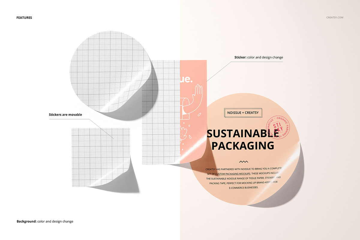Different Shapes Stickers Mockup, a Merchandise Mockup by creatsy5 (Photo 3 of 5)