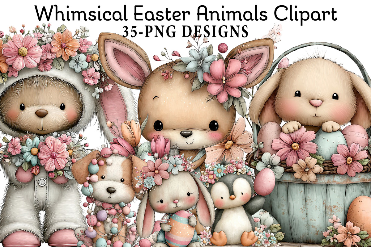 Whimsical Easter Animals Clipart, an Illustration by Daily.Designs (Photo 1 of 8)