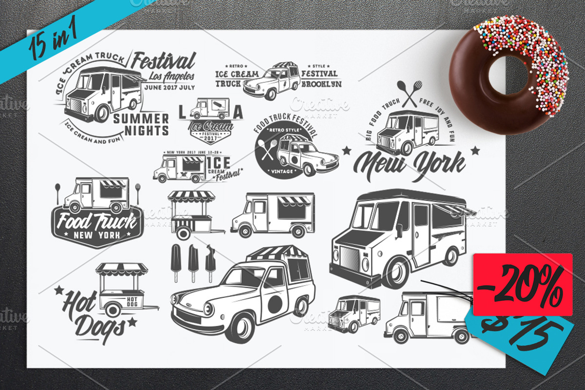 15 in 1 Set of Food Truck, an Object Graphic by Hadanello88 (Photo 1 of 4)