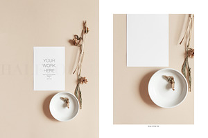 Card And Dried Leaves Mockup