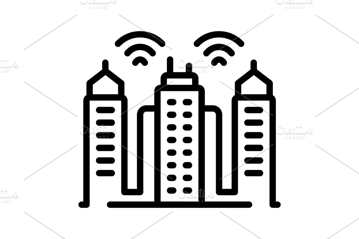 Smart city black icon, an Outline Icon by Creative priyanka