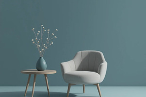Blue vase minimalist interior, an Architecture Photo by ComfortQ
