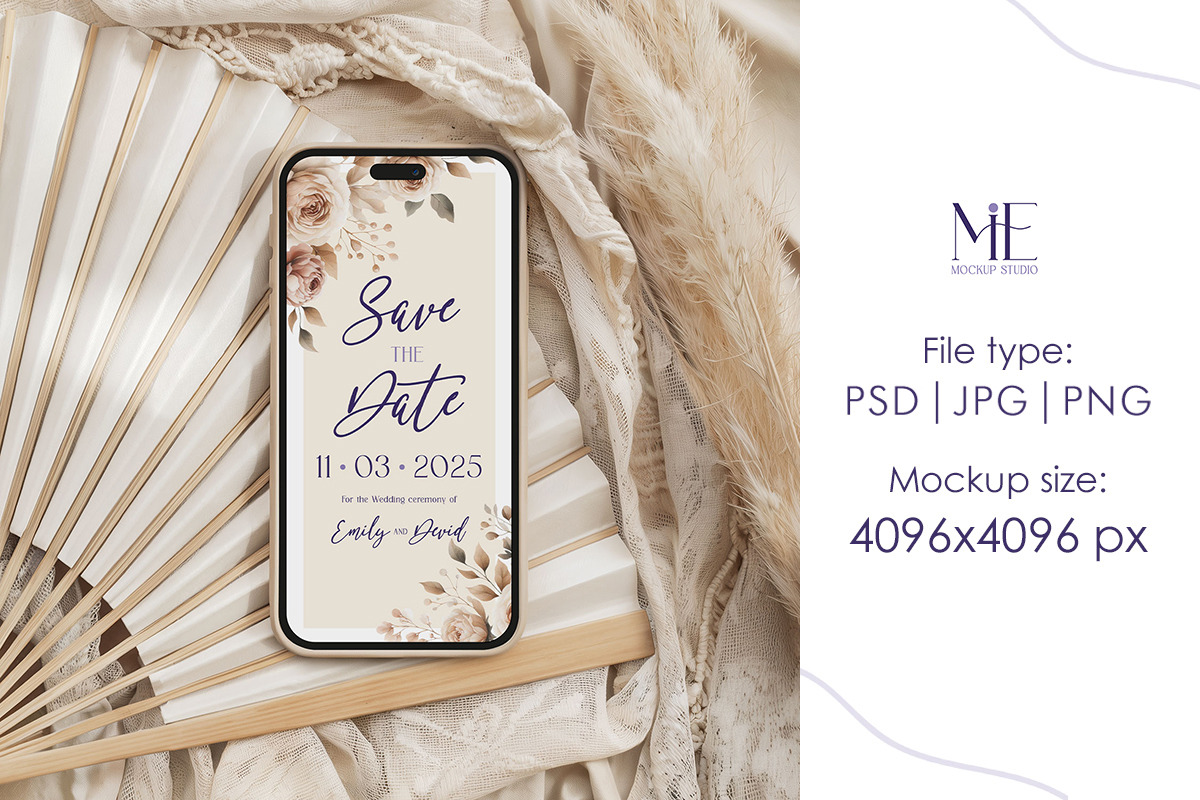 iPhone Screen Invitation Mockup, an iPhone Mockup by Mie Mockup Studio (Photo 3 of 7)