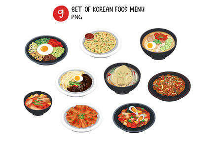 Set of korean food menu