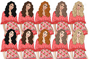 Valentine's Day Girls Clipart, a Seasonal Illustration by GlamArtZhanna (Thumbnail 2 of 5)