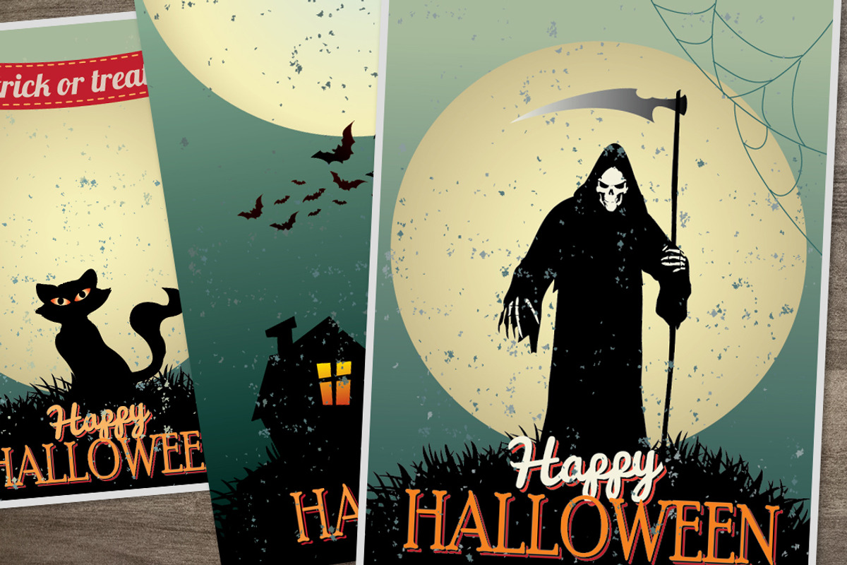Halloween Greeting Cards, a Card Template by meanicons (Photo 2 of 3)