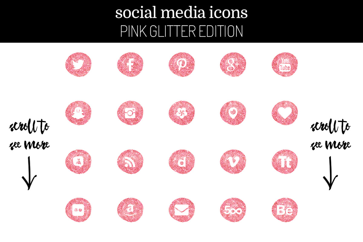 29 Glitter Pink Social Media Icons, an Icon by very simple photos
