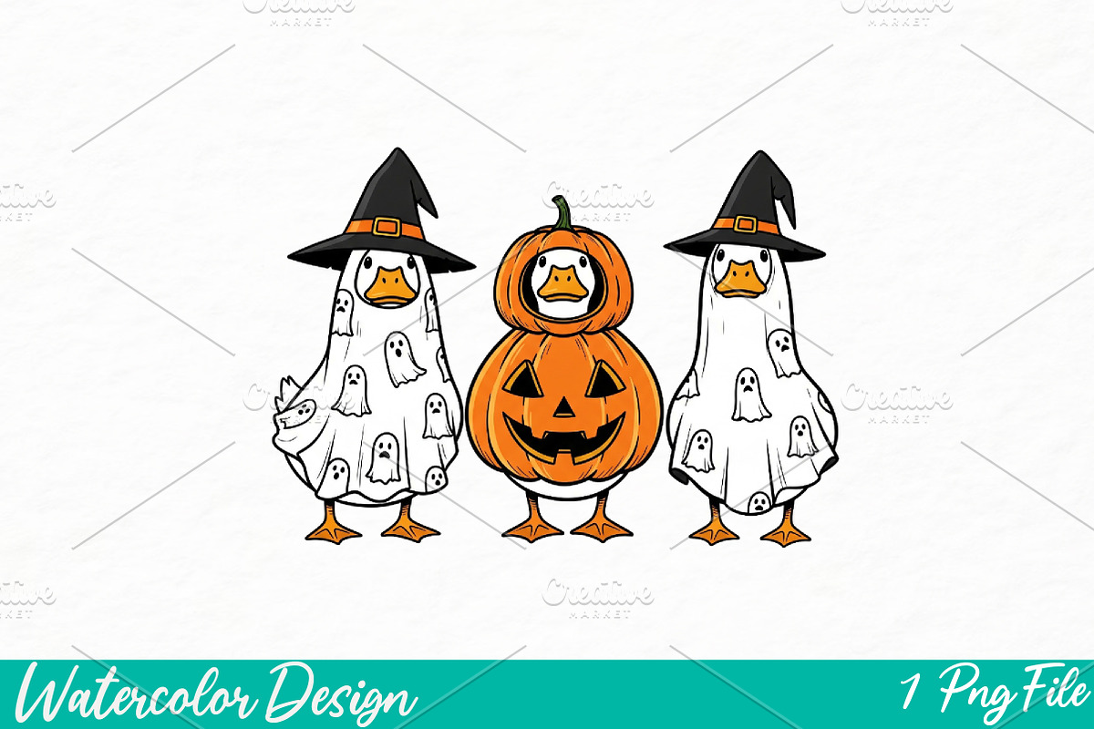 goose halloween fall png, an Illustration by Watercolor design (Photo 1 of 3)