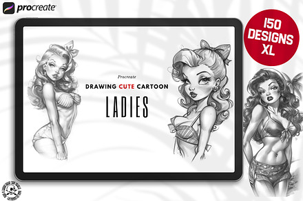 Procreate,drawing cute cartoon girls, a Brush Add-On by Studio.Valhalla