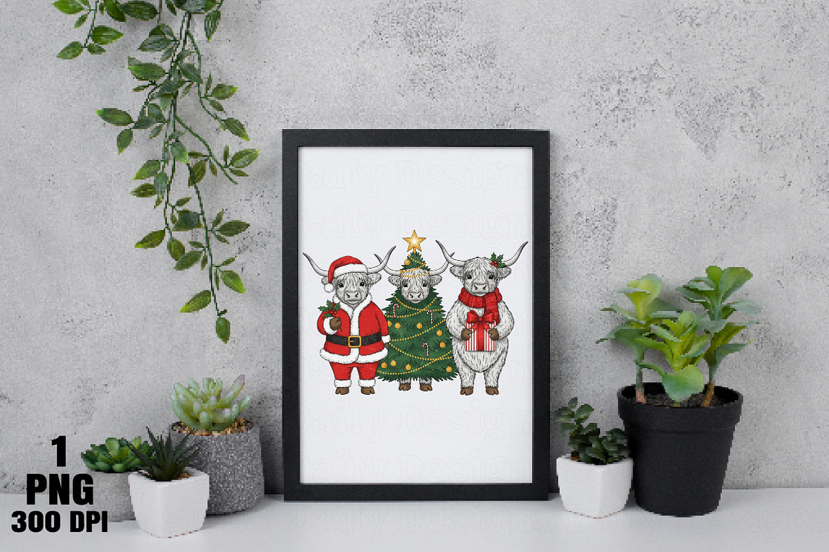 Christmas Highland Cow PNG, an Illustration by Daily.Designs (Photo 5 of 5)
