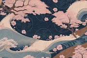 Japanese Cherry Blossom Wave Pattern, a Pattern Graphic by KA7-Designs (Thumbnail 7 of 10)