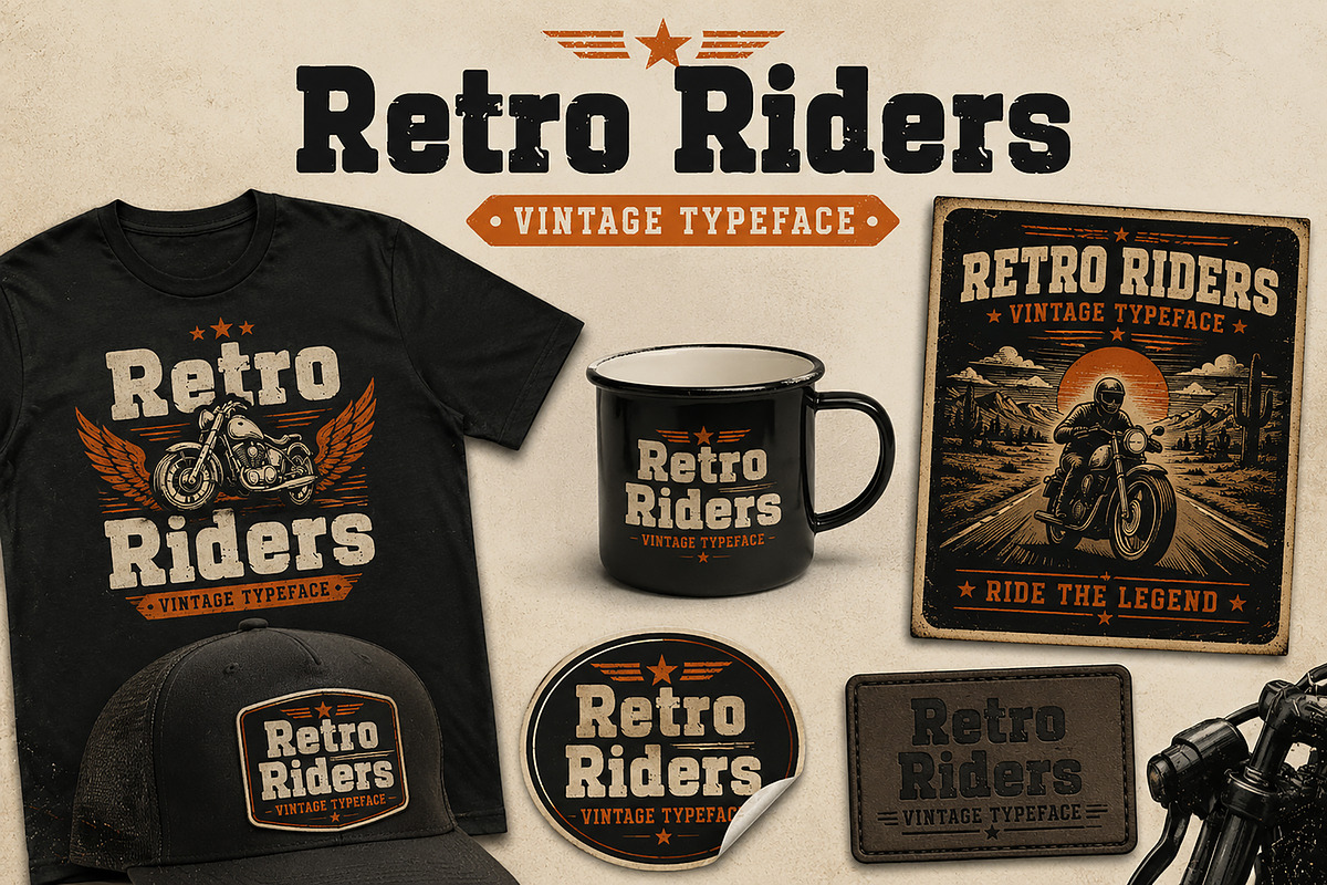Retro Riders, a Slab Serif Font by Wow Magic (Photo 5 of 6)