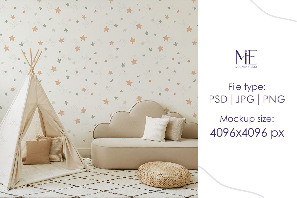 Kids Room Wallpaper Mockup Interior, a Product Mockup by Mie Mockup Studio (Photo 4 of 7)