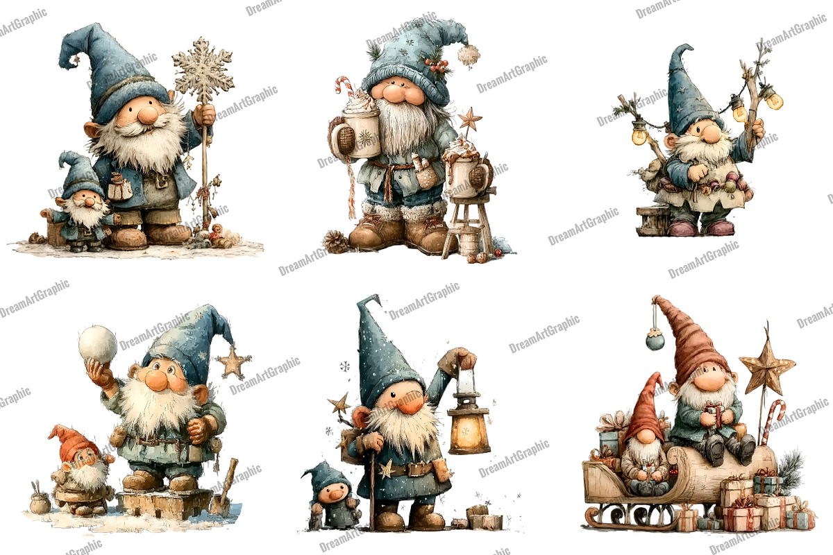 Christmas Gnomes Clipart, an Illustration by DreamArtGraphic (Photo 5 of 5)