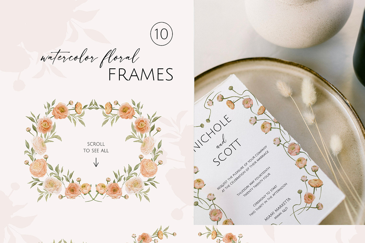 Peach BLOOM watercolor florals, a Decorative Illustration by Yuliia Lashevska (Photo 4 of 14)