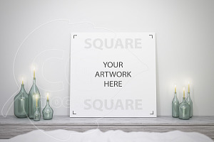 Square canvas mockup close-up