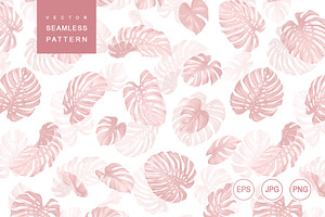 Monstera leaves. Vector pattern.
