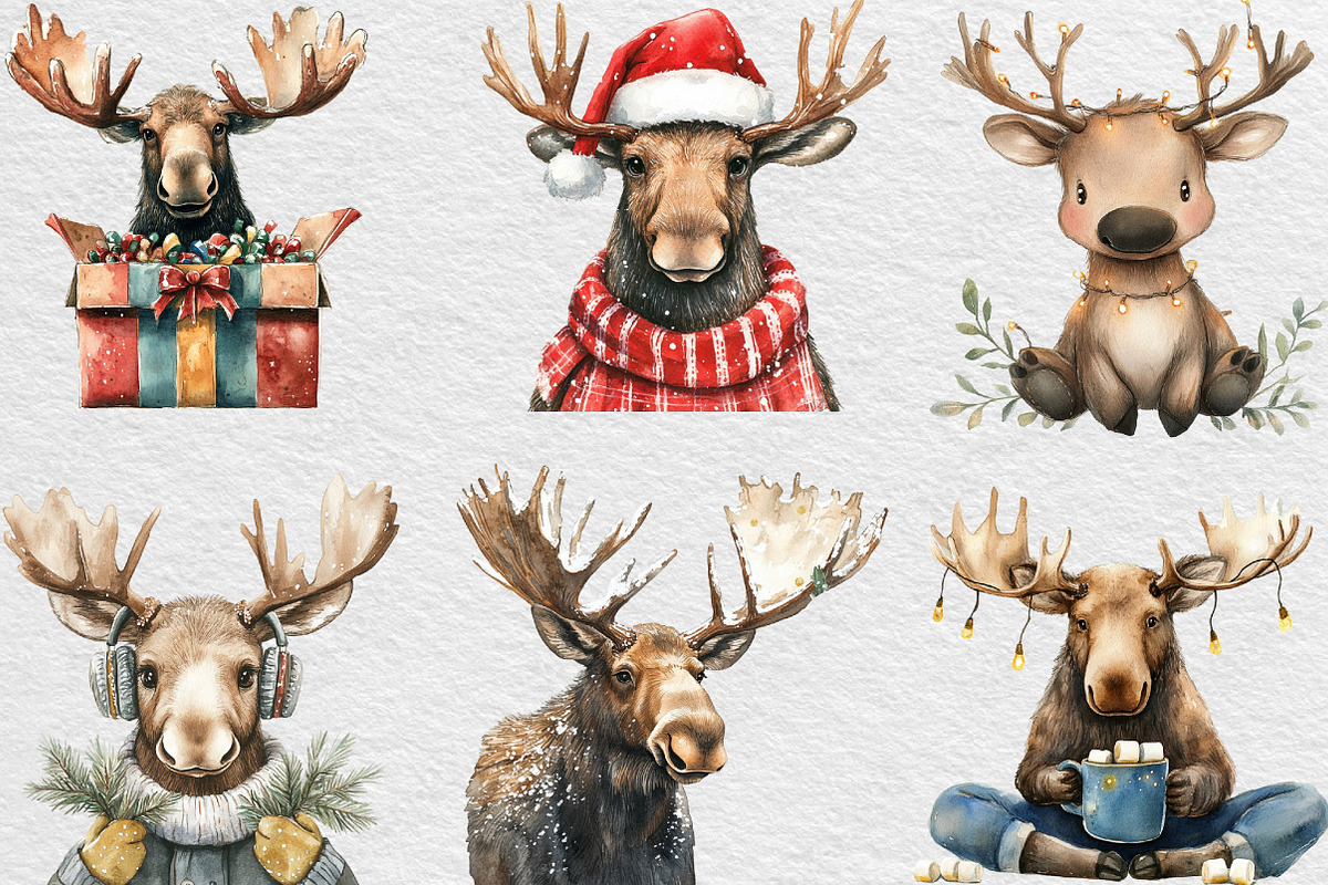 Cute Christmas Moose Sublimation, an Illustration by Black Bird Studio (Photo 3 of 6)