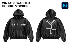 Vintage Washed Hoodie Mockup