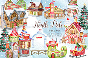 Christmas Houses Clipart, an Illustration by SimpleWishesArt (Thumbnail 1 of 5)
