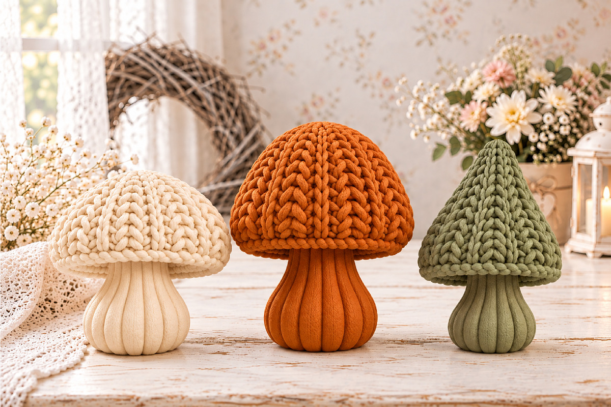 Knitted Crochet Mushroom 3D STL, a Scene 3D Model by Layerology (Photo 2 of 4)